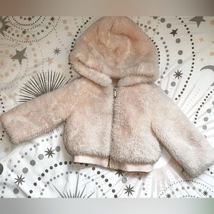 Janie and Jack + HFR Faux Fur Bomber Jacket Pink 6-12 months